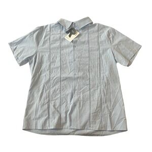 NWT‎ Runcati Men's Size XL Light Blue Button Up Beach Linen Cotton Blend Shirt